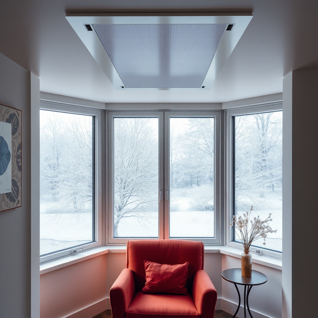 A photorealistic top-down view of a Wintergarten Classic 1500 showing an infrared heating