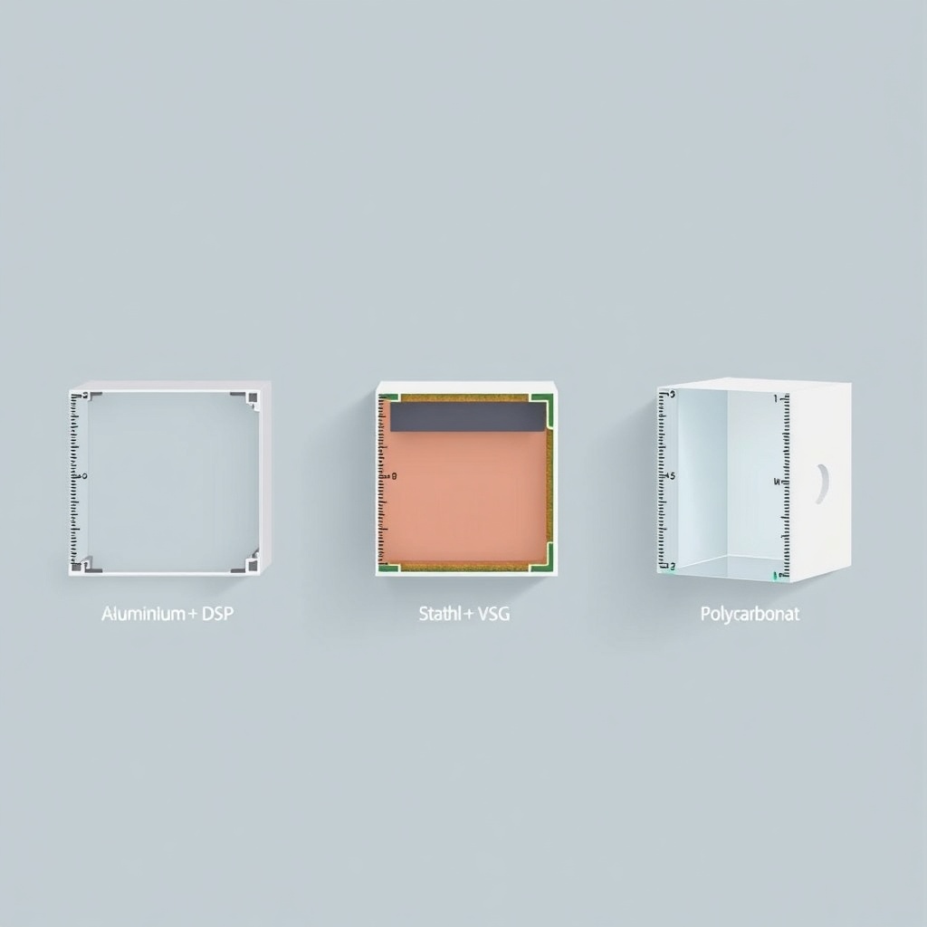 A simple clean illustration showing three cross-sections of wall materials: left section l