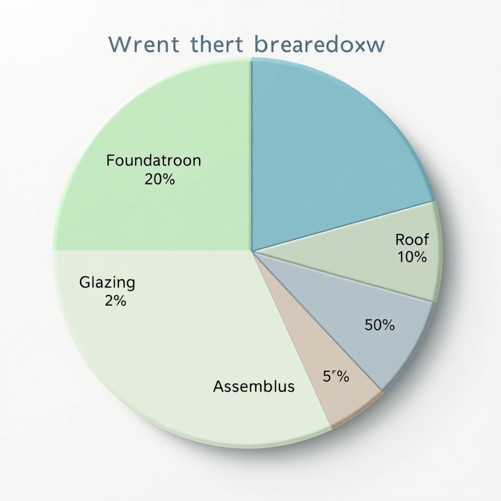 A clean photorealistic illustration of a budget breakdown pie chart for the Wintergarten C
