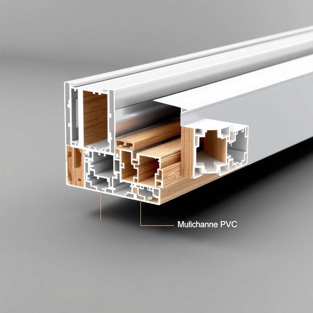 A photorealistic cross-section of a winter garden Eco 800 frame showing aluminum with ther