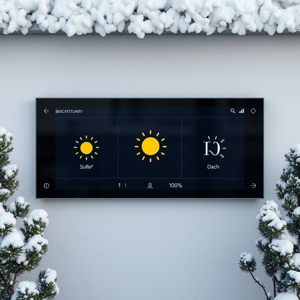 Nahaufnahme eines smarten Touch-Panels an der Wand eines Wintergartens