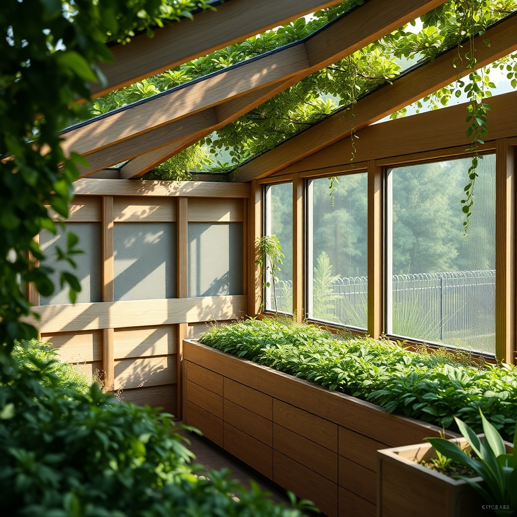 <clean photorealistic photo/illustration of a Wintergarten Eco 800 with a lush green roof