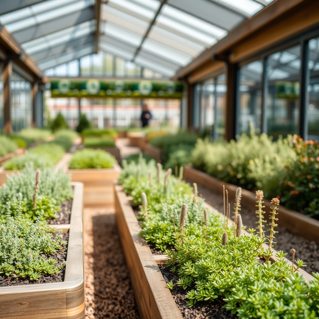 Nahaufnahme eines begrünten Wintergarten Eco 800 Dachs mit Sedum-Pflanzen