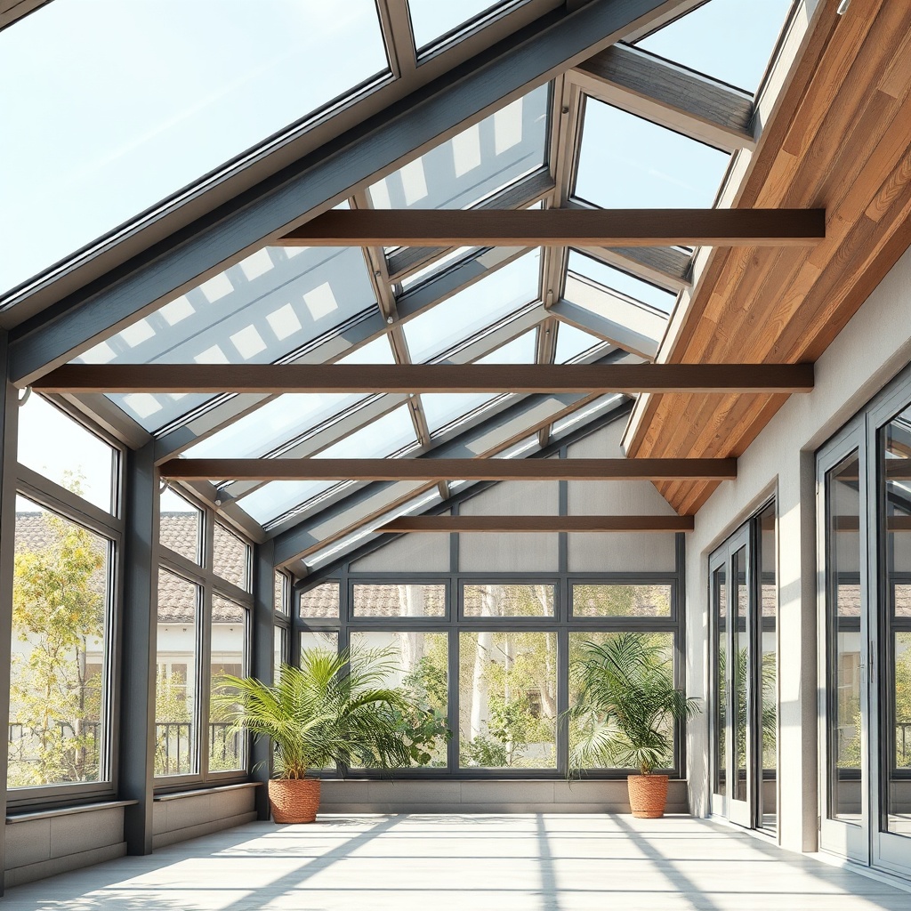 <clean photorealistic photo/illustration showing natural ventilation concept of an alumini