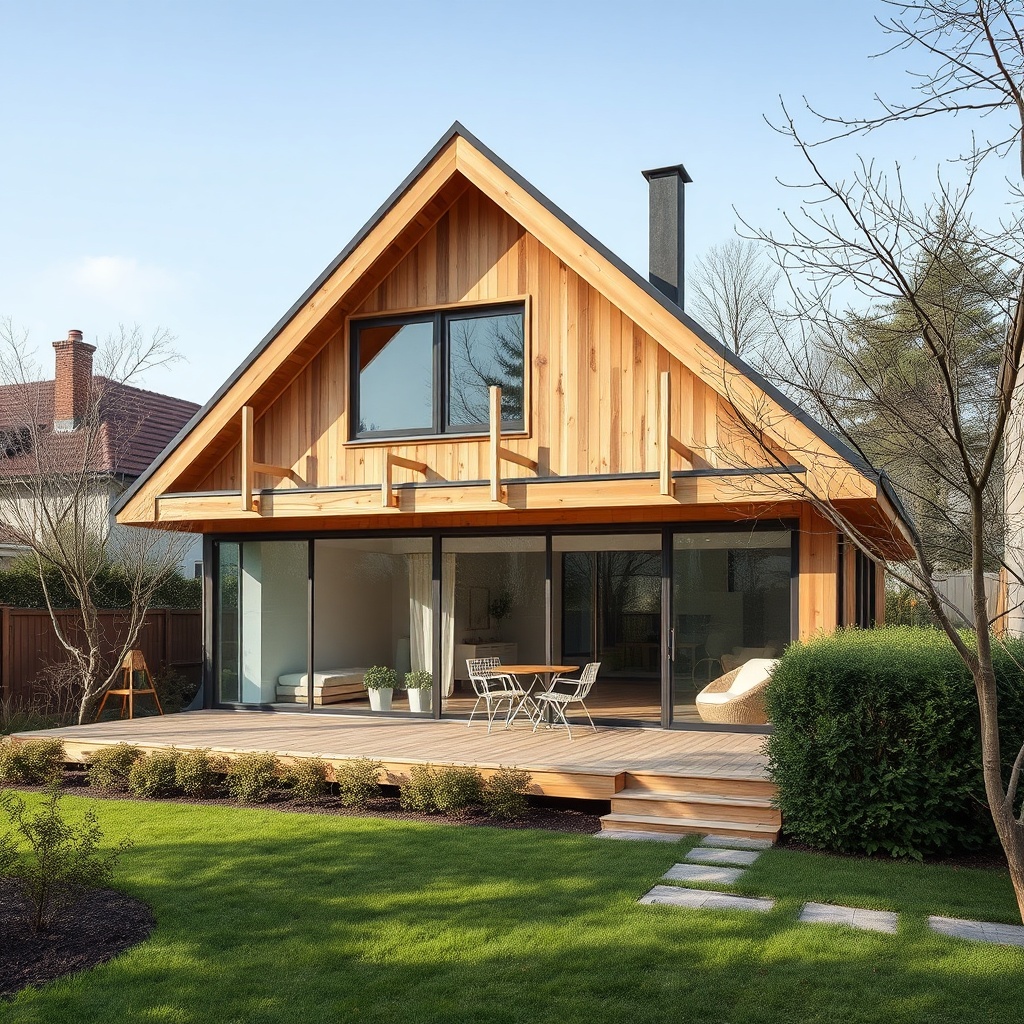 Ein modernes Haus mit einem Wintergarten an der Südseite