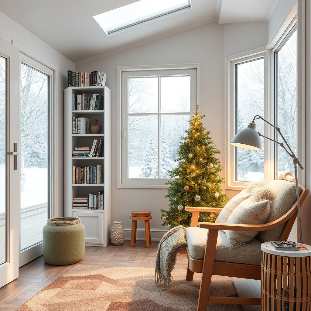 photorealistic wintergarten pro line 3000 innen mit leseecke bücherregal warmes licht und