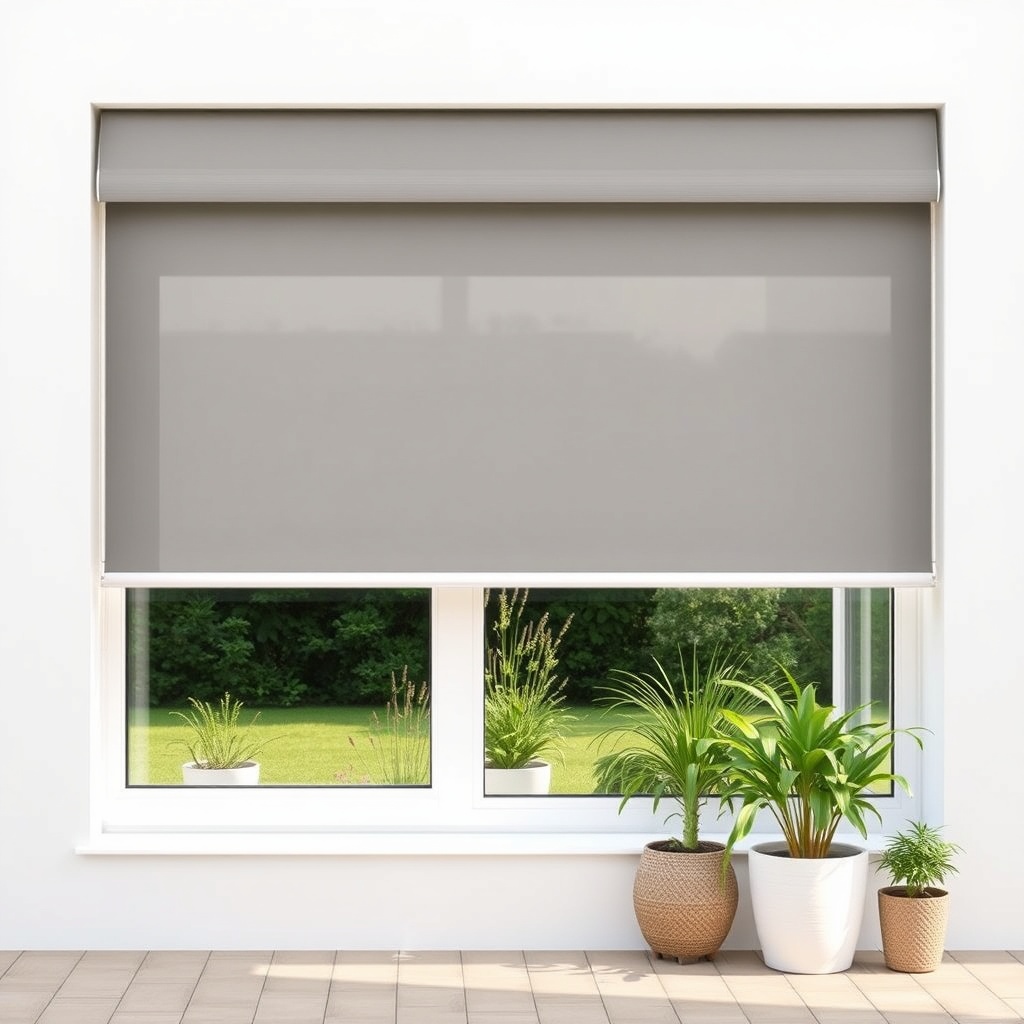 <clean photorealistic photo of a modern Wintergarten Pro Line 3000 with external blinds pa