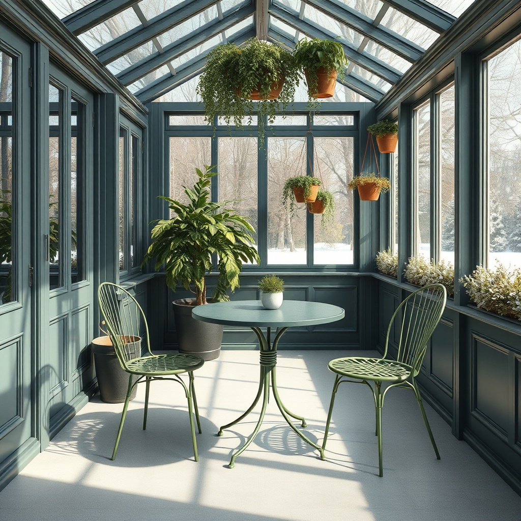 <Ein Wintergarten Classic 1500 als Esszimmer eingerichtet