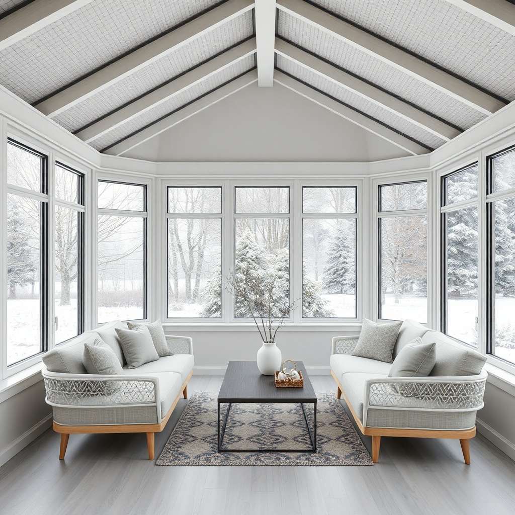 <photorealistic photo of a modernized Wintergarten Classic 1500 with new double-glazed win