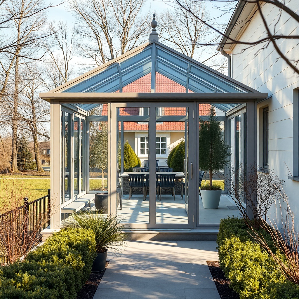 Ein moderner Wintergarten Classic 1500 mit klarer Glasfassade