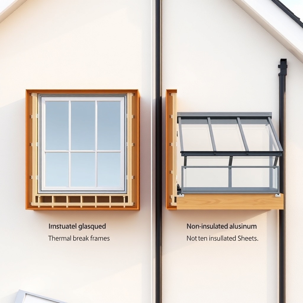 <Side-by-side cross-section diagram of Classic 1500 (insulated triple glazing
