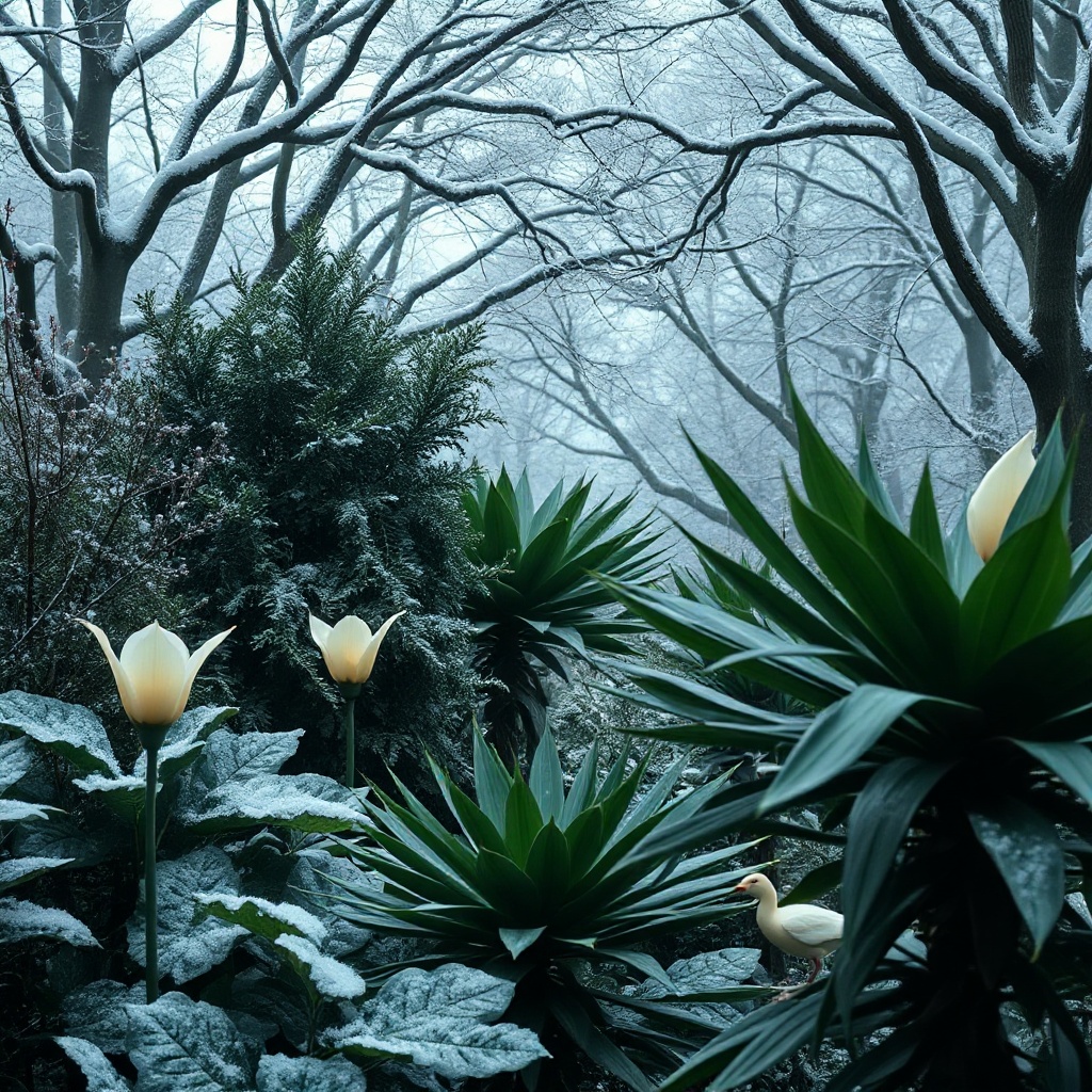 Eine helle Wintergartenszene mit tropischen Pflanzen wie Monstera und Farnen im Wintergart