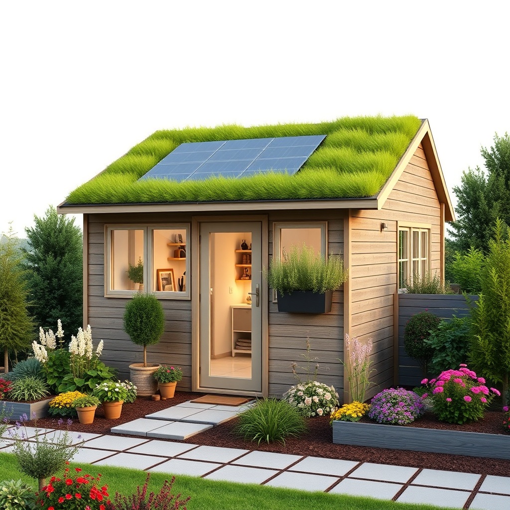 <clean photorealistic photo/illustration of a Wintergarten Pro Line 3000 with a lush green