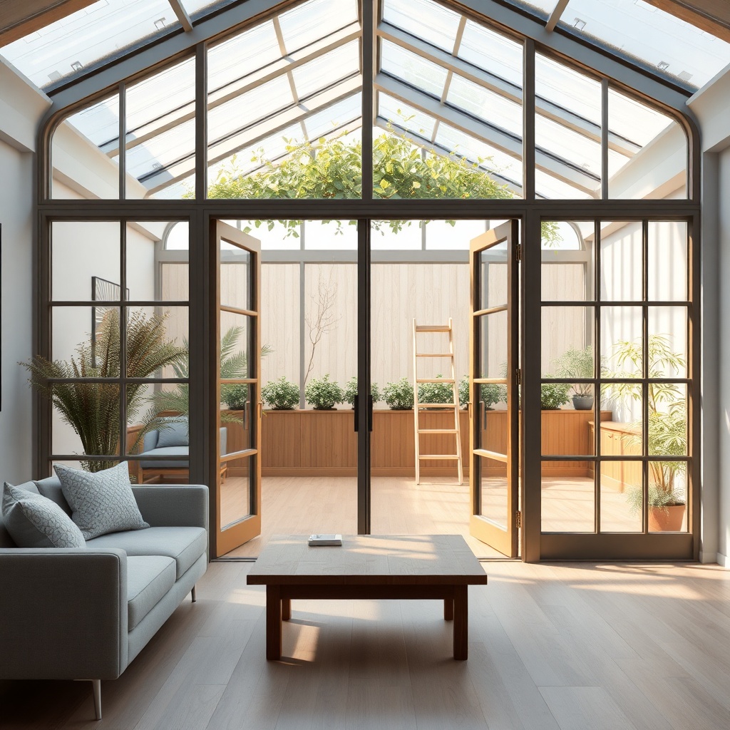 <An interior view of the winter garden from inside