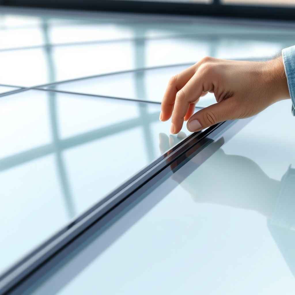 <clean photorealistic photo of a sparkling clean Wintergarten Pro Line 3000 glass roof wit