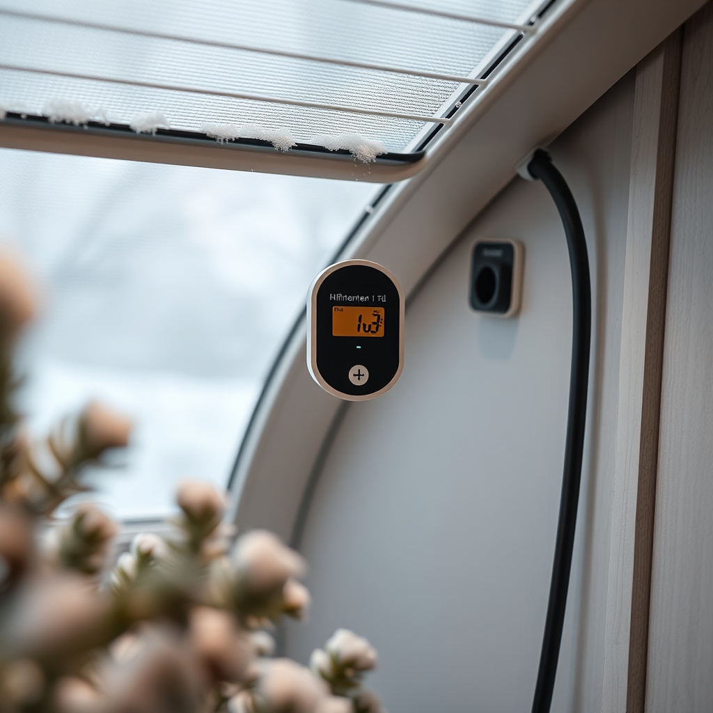 Detailaufnahme eines Wintergarten-Profi-Lüftungsgitters mit integriertem Hygrometer